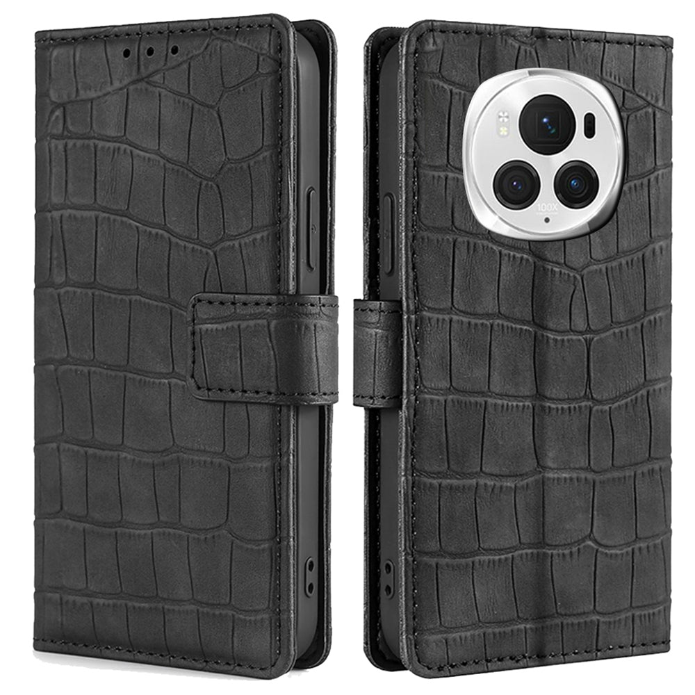 For Honor Magic6 Pro 5G Case Crocodile Texture 3 Card Slots Flip Stand Phone Cover For Honor Magic6 Pro 5G Case Crocodile Texture 3 Card Slots Flip Stand Phone Cover
